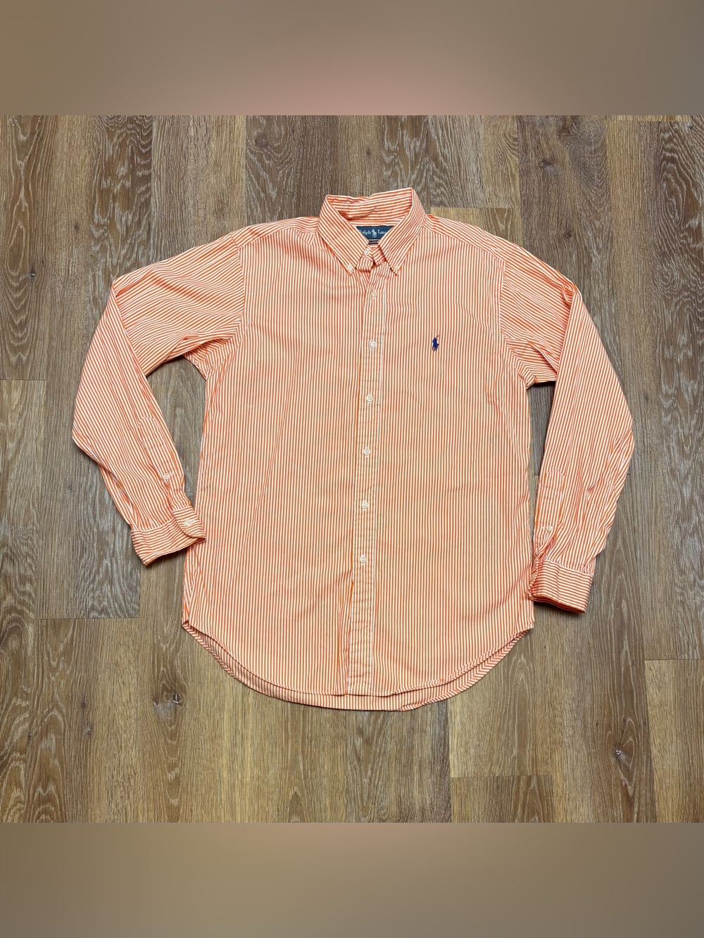 Polo by Ralph Lauren Orange and White Striped Button-Down Shirt